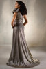 Back view of Christina Wu Elegance 17228 golden slate A-line gown with one-shoulder neckline