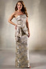 Front view of Christina Wu Elegance 17229 golden silver brocade mother of the bride dress
