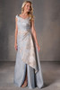 Front view of blue and champagne Christina Wu Elegance 17235 brocade mother dress