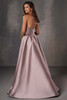 Back view of Christina Wu Elegance 17246 strapless A-line Mikado gown with overskirt
