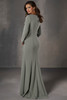 Back view of Christina Wu Elegance 17253 dusty sage fitted gown