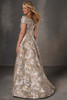 Back view of Christina Wu Elegance 17256 golden slate A-line brocade gown