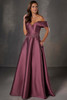 Front view of Christina Wu Elegance 17258 dusted plum Mikado mother of the bride dress.