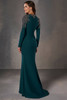 Back view of Christina Wu Elegance 17264 dark teal stretch crepe mother dress.