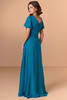 Back view of Christina Wu Elegance 17266 teal blue A-line mother dress.