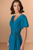 Close-up of Christina Wu Elegance 17266 ruched bodice and beaded waist detail.