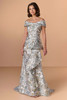 Front view of Christina Wu Elegance 17267 jade multi brocade mother of the bride dress.