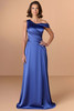 Front view of Christina Wu Elegance 17271 cornflower charmeuse mother of the bride dress.