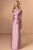 Front view of Christina Wu Elegance 17272 antique rose one-shoulder mother of the bride dress.
