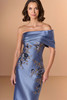 Close-up of Christina Wu Elegance 17272 floral beaded bodice in slate.