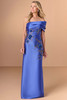 Front view of Christina Wu Elegance 17272 cobalt Mikado mother of the bride dress.