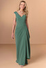 Front view of Christina Wu Elegance 17279 eucalyptus crepe mother of the bride dress.