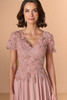 Close-up of Christina Wu Elegance 17284 beaded lace bodice with V-neckline.