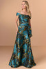 Front view of Christina Wu Elegance 17285 blue multi floral brocade mother of the bride dress.