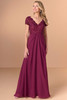 Front view of Christina Wu Elegance 17288 merlot chiffon and lace mother of the bride dress.