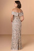Back view of Christina Wu Elegance 17290 taupe multi fitted mother of the bride dress with back slit.