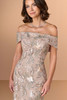 Close-up of Christina Wu Elegance 17290 off-the-shoulder beaded lace bodice.