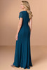Back view of Christina Wu Elegance 17291 dark teal sheath mother of the bride dress.