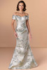 Front view of Christina Wu Elegance 17292 jade brocade mother of the bride dress.