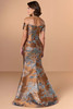 Back view of Christina Wu Elegance 17292 bronze multi fit-and-flare mother dress.