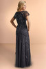 Back view of Christina Wu Elegance 17296 gunmetal sheath mother of the bride dress.