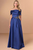 Front view of Christina Wu Elegance 17297 midnight Mikado mother of the bride dress.