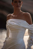 Front view of Bellissima satin wedding dress with optional bolero