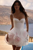 Front view of Milla Nova Elvania floral mini wedding dress