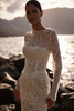 Close-up of Esmera beaded lace bodice and illusion neckline bolero