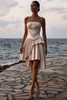 Front view of Gisella corset paired with pleated mini bridal skirt