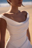 Close-up of Glimpse draped scoop neckline and Mikado corset
