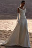 Front view of Milla Nova Ilenia satin A-line wedding dress