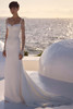 Front view of Milla Nova Liora satin sheath wedding dress