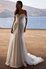 Front view of Milla Nova Olvia satin sheath wedding dress with off-the-shoulder straps