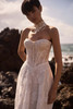 Close-up of Selvianne sweetheart neckline with Monica lace choker