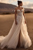 Front view of Milla Nova Solenne floral A-line wedding dress