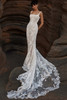Front view of Theodora gown without detachable lace train