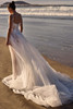 Back view of Tivelle dress with tulle overlay and midi train