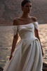 Close-up of Valora draped corset and off-the-shoulder neckline