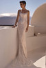 Front view of Milla Nova Velour lace fit and flare wedding dress