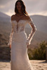 Side view of Vespera dress with off-the-shoulder illusion neckline