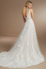 Back view of 15852 dress with low V back and lace train