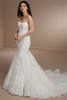 Angled front view of 15855 without off-the-shoulder straps mermaid wedding dress