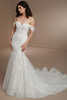 Front view of Christina Wu 15855 mermaid lace wedding dress with off-the-shoulder straps