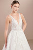 Close-up of Christina Wu 15866 beaded lace bodice with deep V-neckline