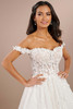 Close-up of Christina Wu 15871 sweetheart corset bodice with 3D floral appliqués
