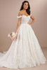 Front view of Christina Wu 15871 lace ball gown wedding dress with off-the-shoulder straps