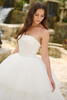 Close-up of Christina Wu 15880 satin corset bodice with strapless neckline