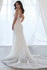 Back view of Christina Wu 15908 fitted silhouette with low back and lace train