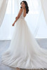 Back view of Christina Wu 15908 with detachable tulle overskirt and chapel train